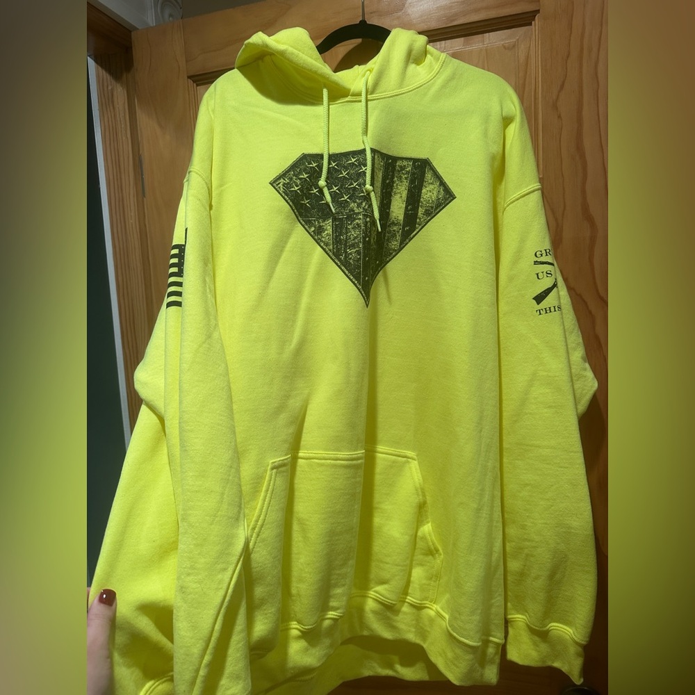 NEW 4XL Grunt Style Neon Yellow Graphic Men's Sweatshirt